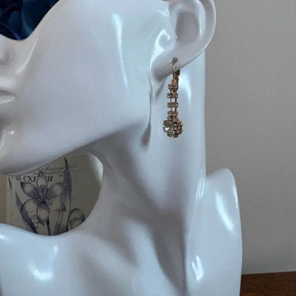 Rhinestone Gold Tone LEarrings NWT